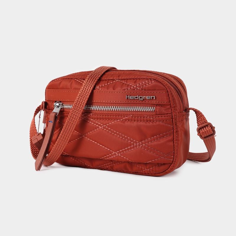 Geanta Crossbody Hedgren Matlasat Maia Mini Rfid Dama Rosii Maro | HZK7921DA