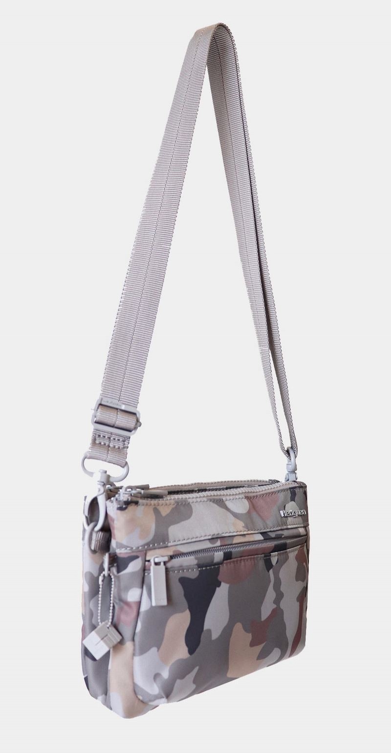 Geanta Crossbody Hedgren Rain Sustainably Made Dama Gri Camuflaj | FKL9248NU